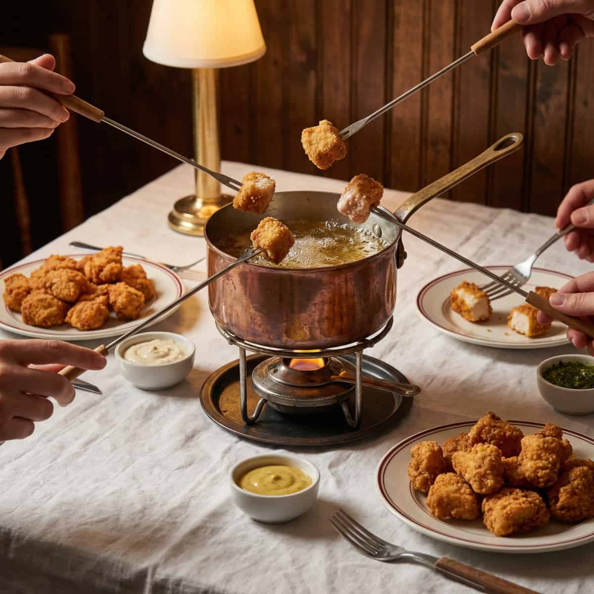 Fondue bressane servie en salle à l’Auberge Bressane