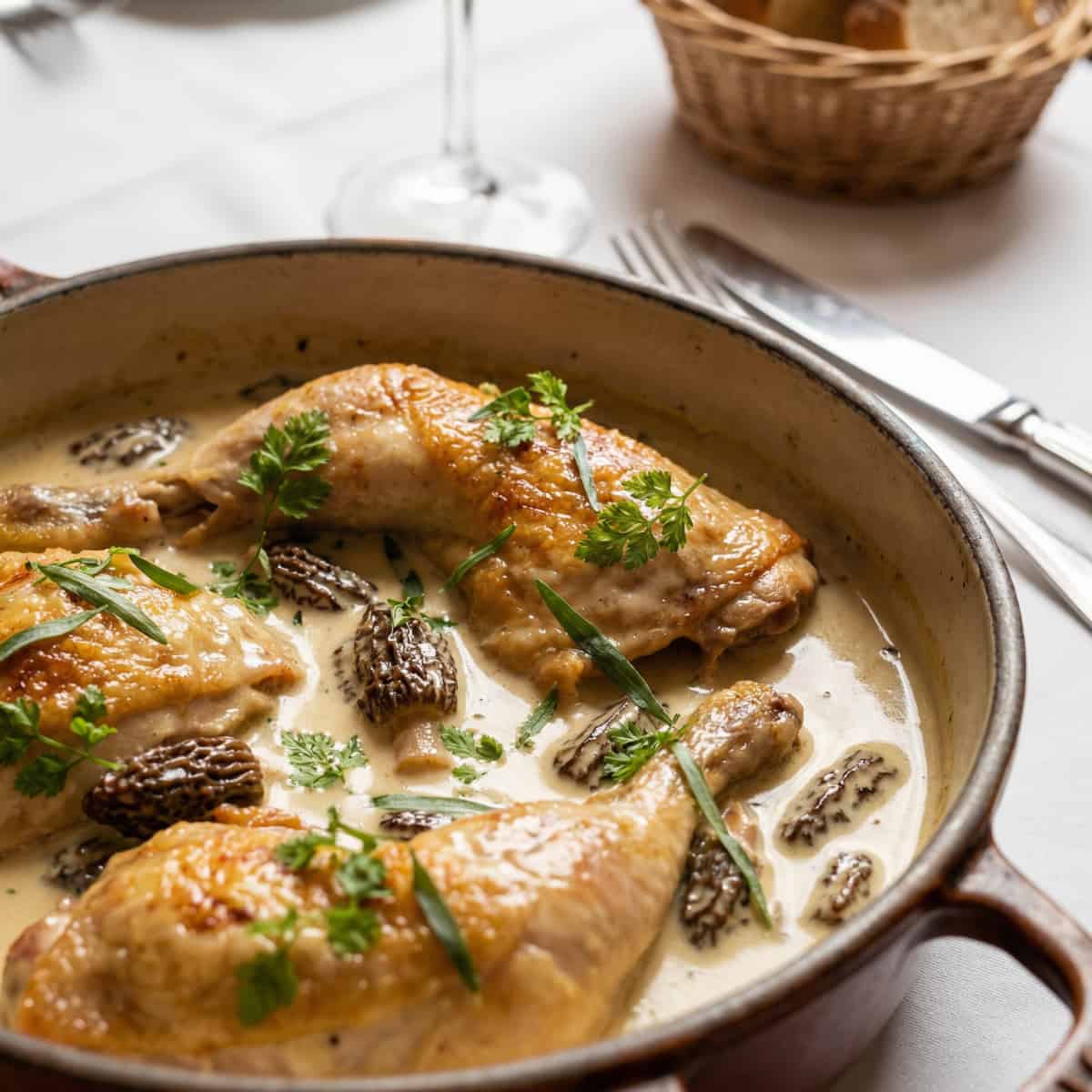 Volaille de Bresse à la crème servie à l’Auberge Bressane