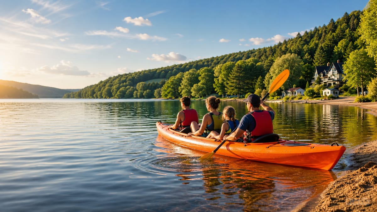 Lac de Montaubry près du Creusot : baignade, promenade, pêche et ski nautique à la page des Patins