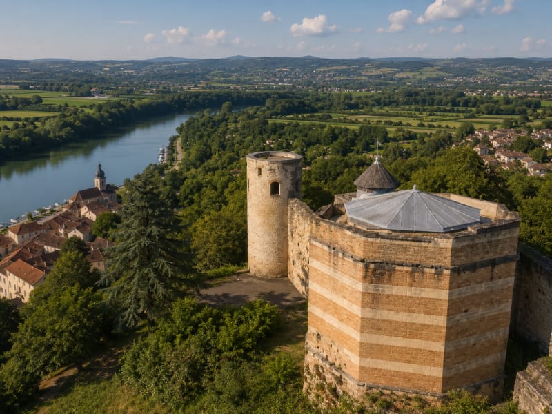 Donjon du château de Trévoux dominant la Saône et le Val de Saône