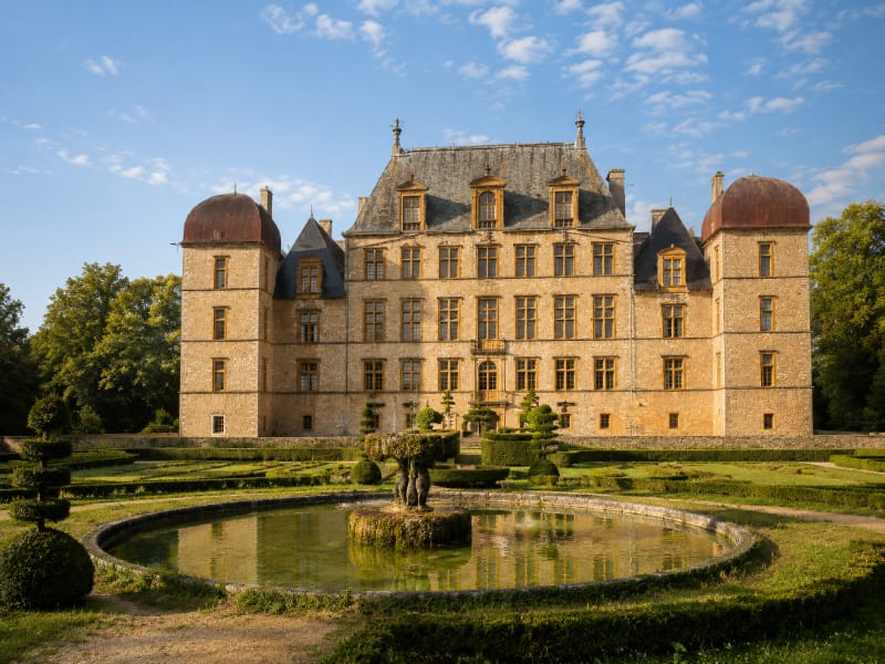 Château de Fléchères et parc à Fareins, dans le Val de Saône
