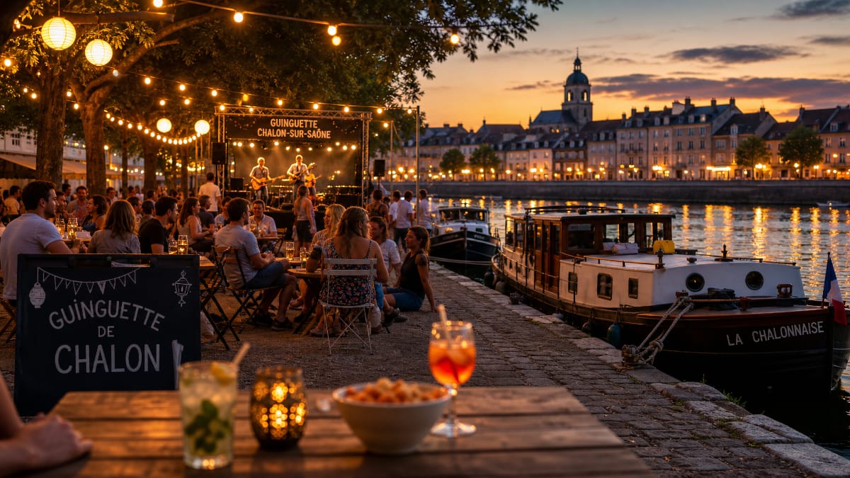 Les guinguettes à Chalon-sur-Saône : Concerts, buvettes, marché, baignade : de Port-Villiers au bastion Sainte-Marie
