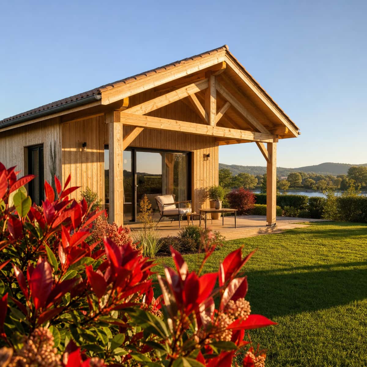 Chalet en bois posé à quelques mètres de la Saône à Apremont, en Haute-Saône
