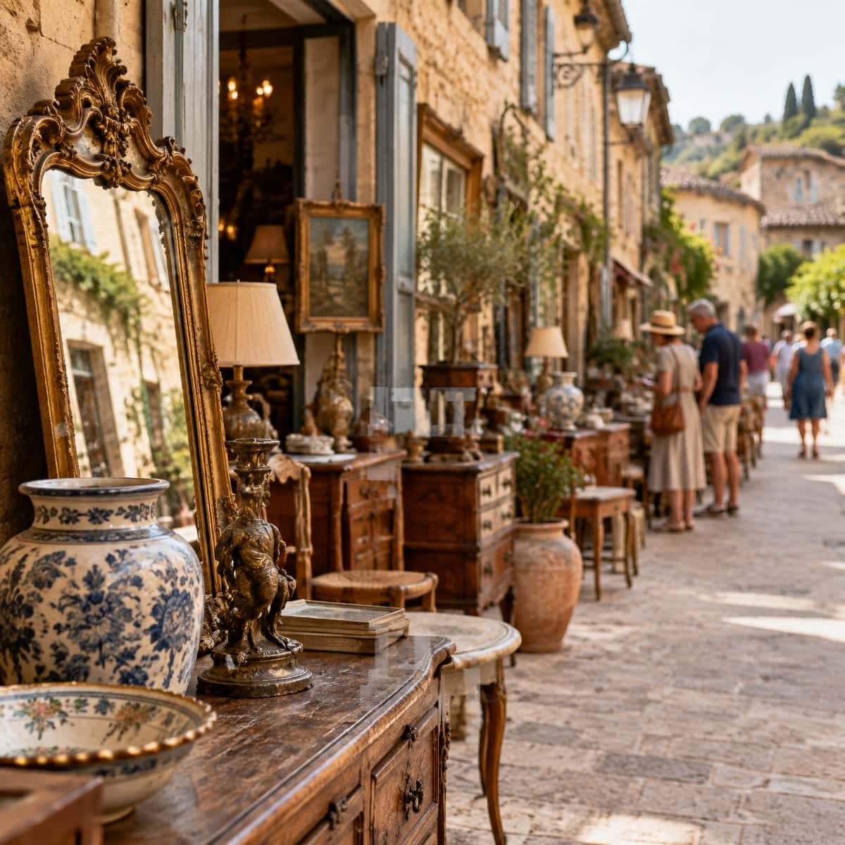 Devanture de brocante dans une rue du centre de Champlitte