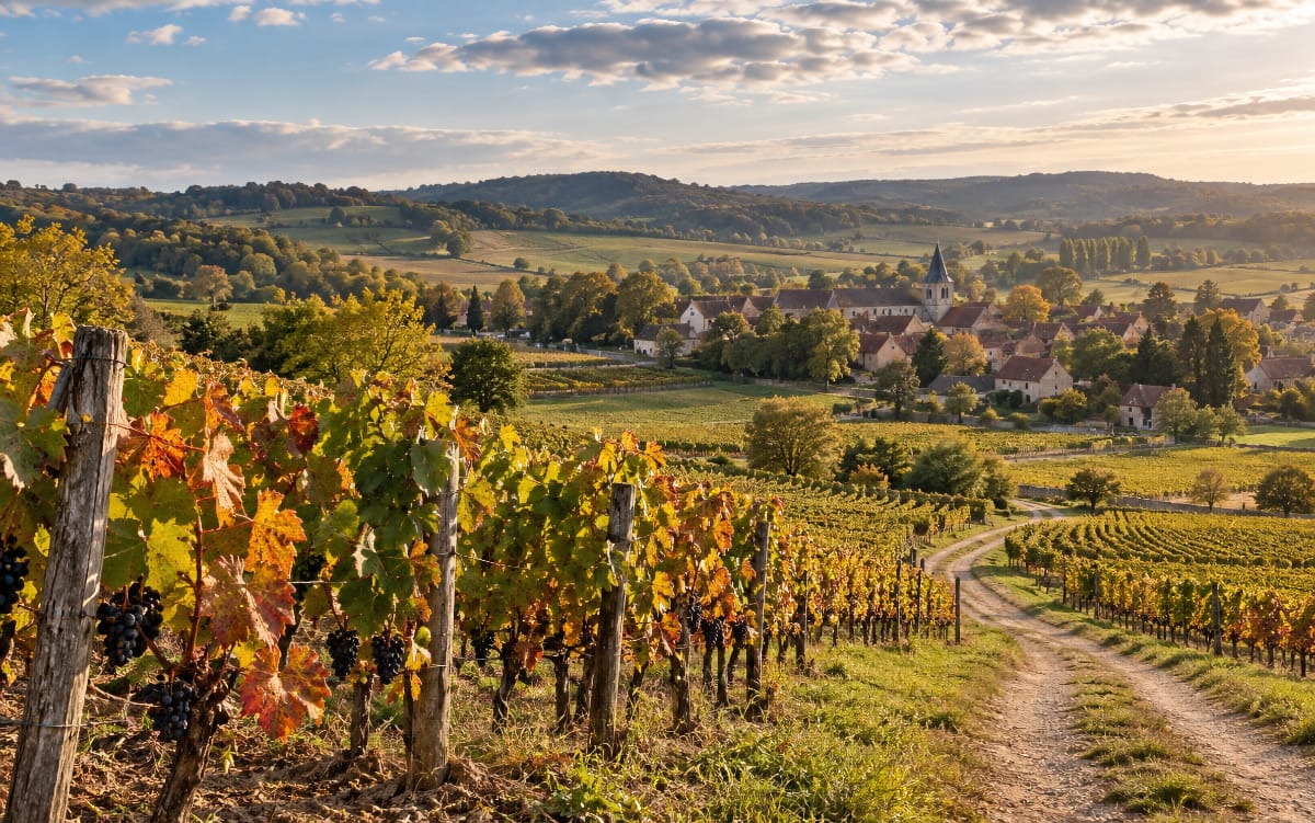 Rangs de vigne dans le paysage rural de Charcenne en Haute-Saône