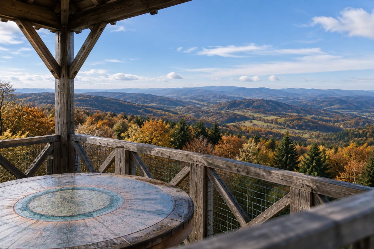 Table d’orientation et panorama depuis la tour du mont Saint-Rigaud