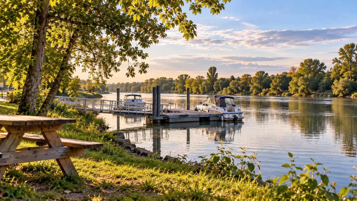 Pontons du port de Mûre sur la Saône entre Mogneneins et Peyzieux-sur-Saône