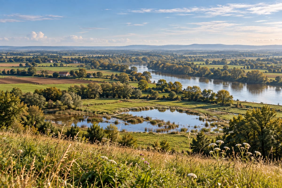 Panorama sur la vallée de la Saône, ses prairies humides et ses méandres